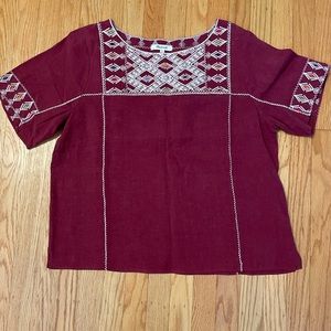 Madewell embroidered top, size M
